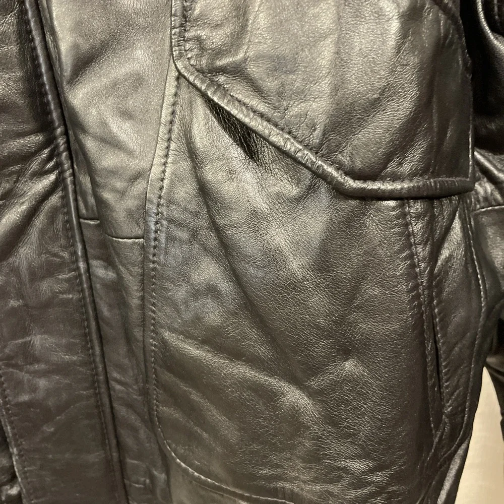 Ruggadier Black Lambskin Leather Bomber Jacket Men's Size 2XL Vintage‎ 90's